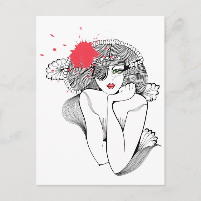 Red Splash Girl Postkarte (Vorderseite)