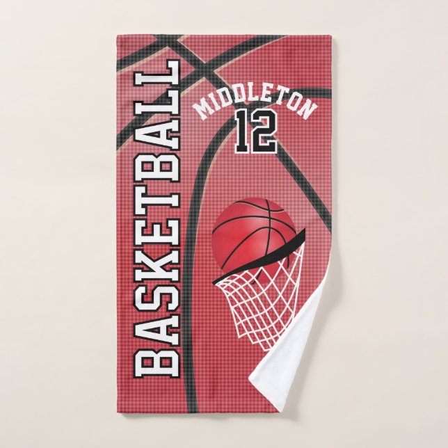 Red Sport 🏀 Basketball | DIY Text Handtuch (Handtuch)