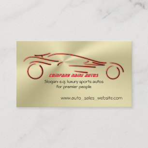 Red Sports Auto auf glühendem Goldlook, Verkauf vo Visitenkarte