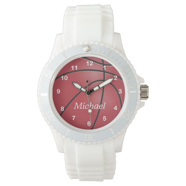 Red Sports Basketball | DIY Name Armbanduhr (Vorderseite)