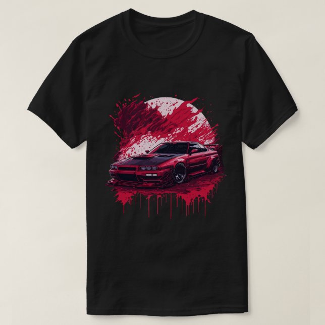 Red Sports Car auf Bloody Skyline Supra Evo T-Shirt (Design vorne)