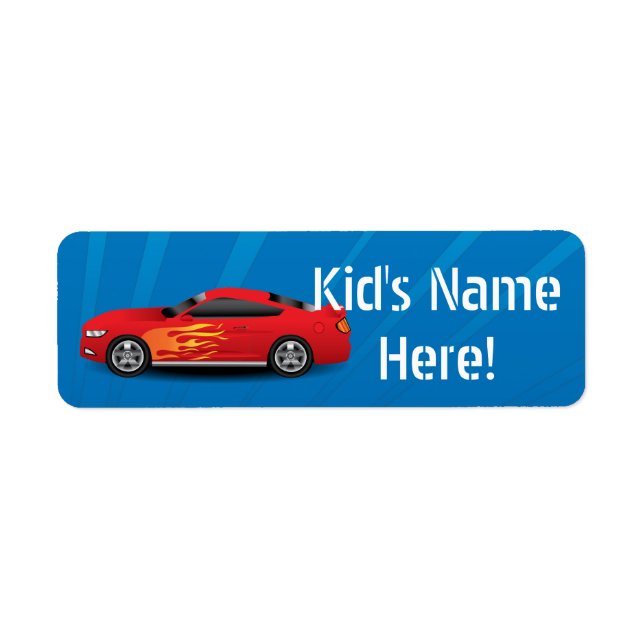 Red Sports Car Kids Boys Schule Aufkleber (Vorne)