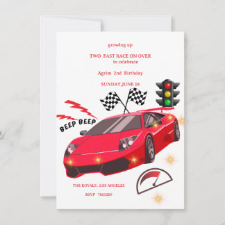 Red Sports Car Racing Theme Party Invite Einladung