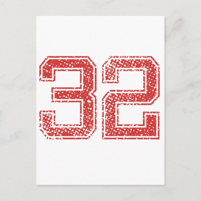 Red Sports Jerzee Nummer 32 Postkarte (Vorderseite)