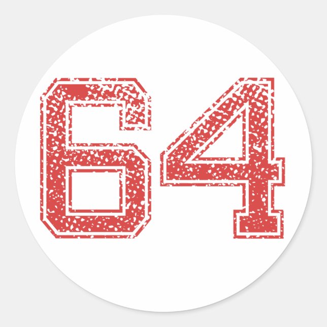 Red Sports Jerzee Nummer 64 Runder Aufkleber (Vorderseite)