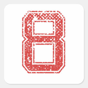 Red Sports Jerzee Nummer 8 Quadratischer Aufkleber