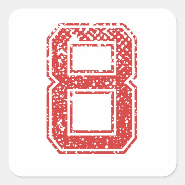 Red Sports Jerzee Nummer 8 Quadratischer Aufkleber (Vorderseite)