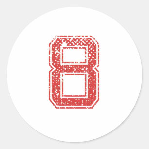 Red Sports Jerzee Nummer 8 Runder Aufkleber