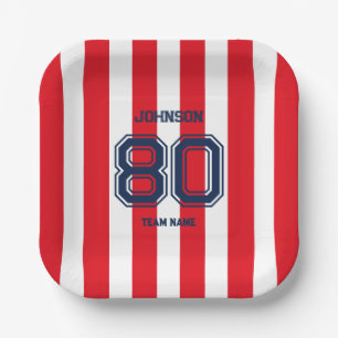 Red Sports Team Individuelle Name Number Team Game Pappteller