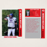 Red Sports Trading Card mit Autograph<br><div class="desc">Diese lustigen, autographierten Sportkarten mit den Fotos Ihres Athleten sind ein Spaß und perfekt, um Ihren Sohn oder Ihre Töchter Leistungen zu präsentieren. Diese Karten sind eine großartige Möglichkeit, diese Uni-Anwendungen zu würfeln und wieder aufzunehmen. Einfach zu verwendende Vorlagen erlauben es Ihnen, Ihr Bild hochzuladen und Ihre Informationen einzustecken. Auf...</div>