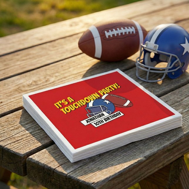 Red Sporty Football Celebration Kindergeburtstag Serviette (Von Creator hochgeladen)