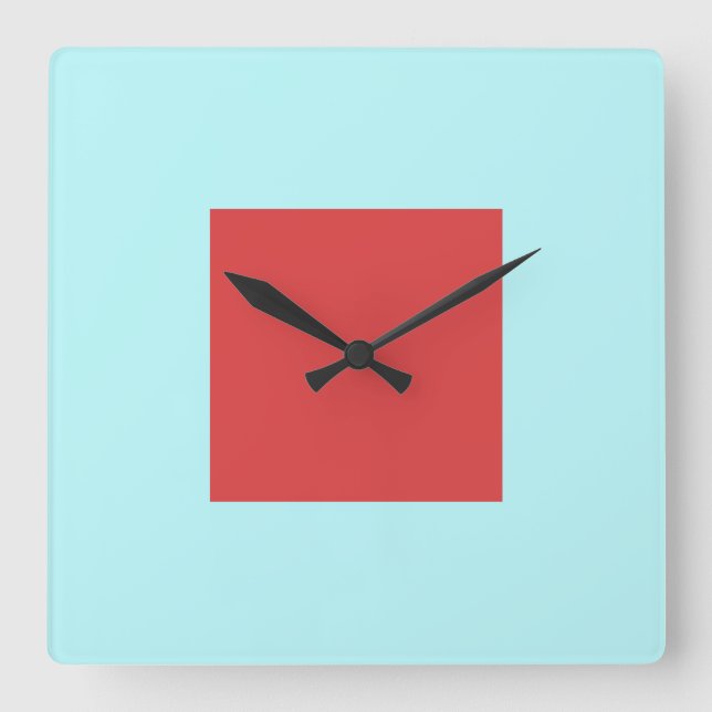 Red Square Acrylic Wall Clock Quadratische Wanduhr (Vorderseite)
