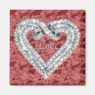 Red Square Liebe Diamond Heart Magnet