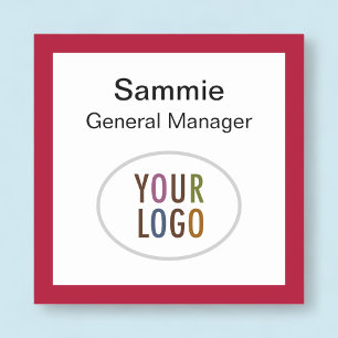 Red Square Nametag Company Logo Button oder Magnet