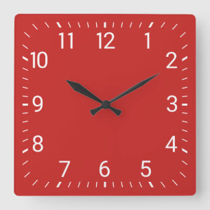 Red Square Wall Clock Quadratische Wanduhr