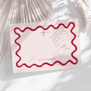 Red Squiggly Wavy Line Vielen Dank Mitteilungskarte