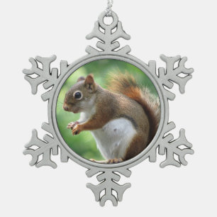 Red Squirrel Christmas Schneeflocken Zinn-Ornament
