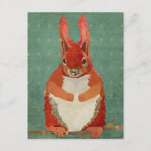 Red Squirrel Retro Postcard Postkarte