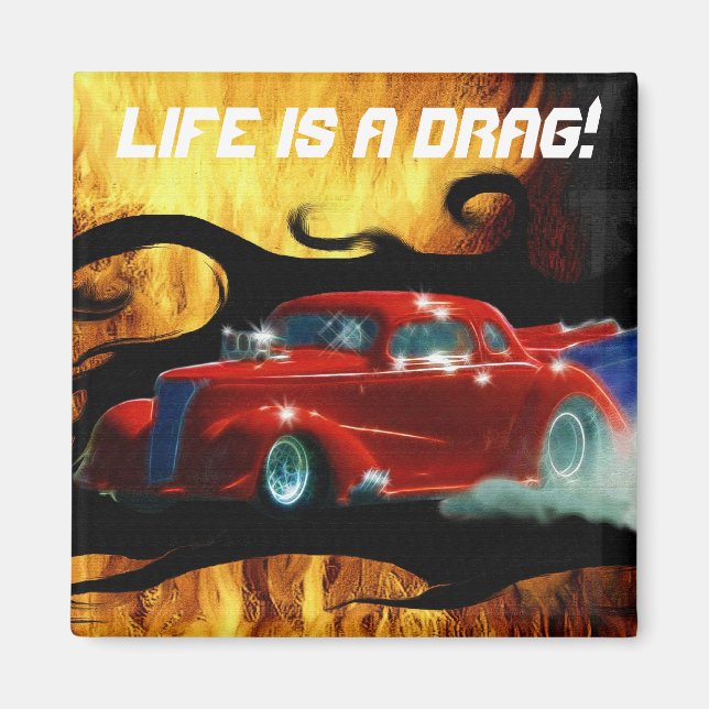 Red Srauking Doorslammer Drag Racing Car Magnet (Vorne)