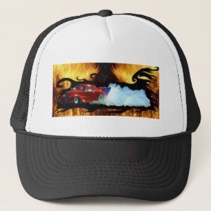 Red Srauking Doorslammer Drag Racing Car Truckerkappe