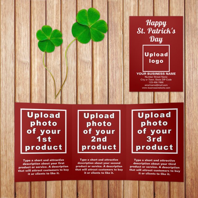 Red St. Patrick's Day Business Trifold Card Dreifach Gefaltete Karte (Red St. Patrick's Day business trifold card)