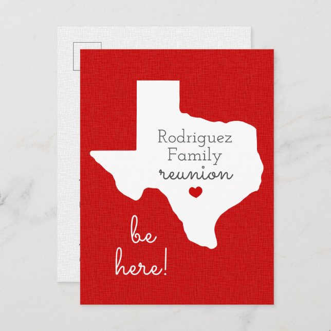 Red Staat der Texas Family Wiedersehen Postcard Postkarte (Vorne/Hinten)