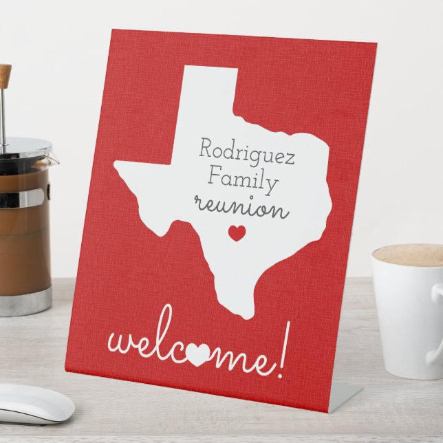 Red Staat Texas Family Wiedersehen Pedestal Sign Sockelschild (In Situ)