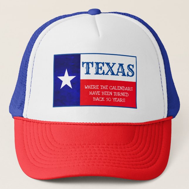 Red Staat Texas Go Back 50 Jahre Trucker Hat Truckerkappe (Vorderseite)