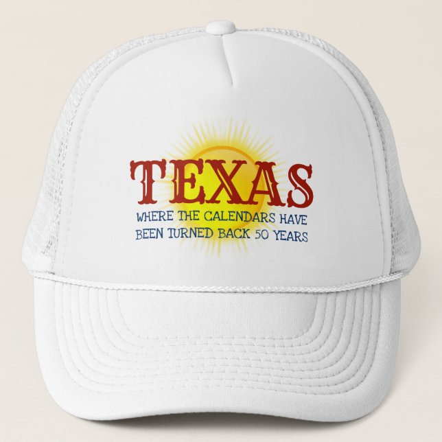 Red Staat Texas Go Back 50 Jahre Trucker Hat Truckerkappe (Vorderseite)