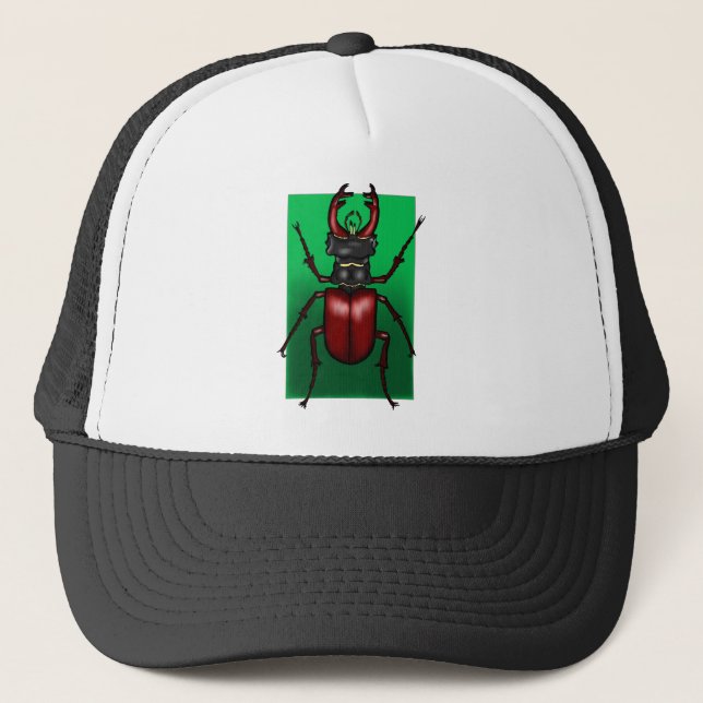 Red Stag Beetle Illustration Truckerkappe (Vorderseite)