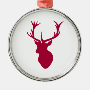 Red Stag Head Weihnachten oder Stag Party Silbernes Ornament