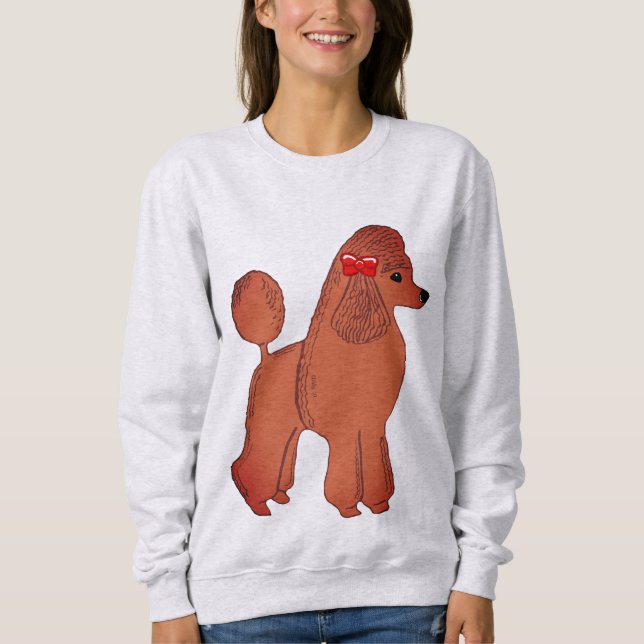 Red Standard Poodle mit Bow Women's Sweatshirt (Vorderseite)