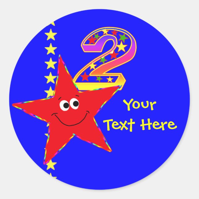 Red Star 2 Geburtstagsaufkleber Runder Aufkleber (Vorderseite)