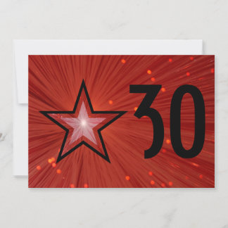 Red Star 'Age' Geburtstagseinladung schwarz Einladung