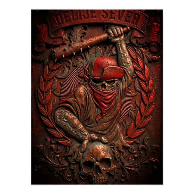 Red Star Belgrade Ultras Hooligan Embossed Poster (Vorderseite)