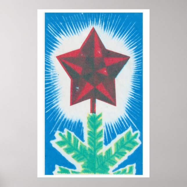 Red Star Christmas Tree Matchbox Art Print Poster (Vorne)