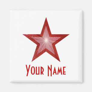 Red Star "Dein Name" Kühlschrankmagnet weiß Magnet
