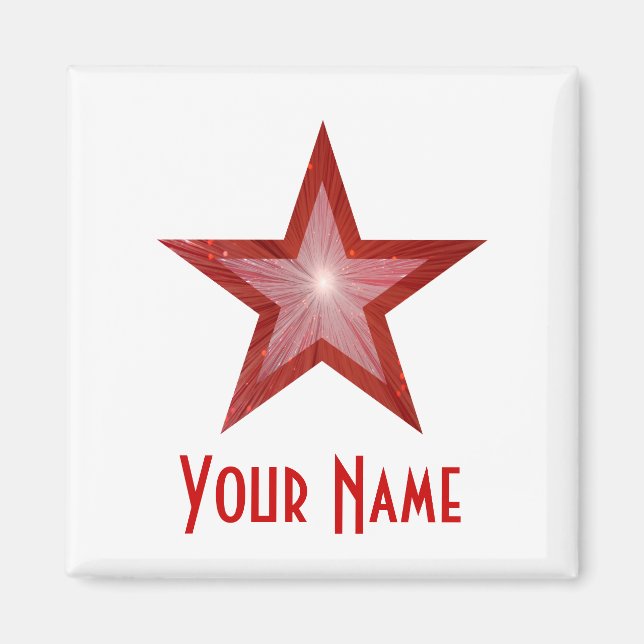 Red Star "Dein Name" Kühlschrankmagnet weiß Magnet (Vorne)