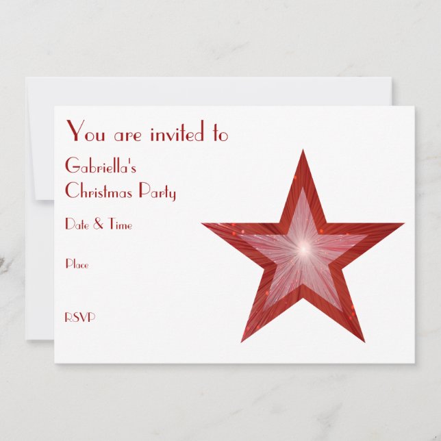 Red Star Einladung Fronttext weiß (Vorderseite)