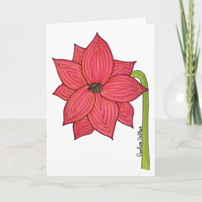 Red Star Flower Blank Karte (Vorderseite)