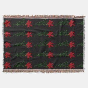 Red Star Gazer Lily Throw Blanket Decke