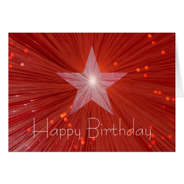 Red Star "Happy Birthday" Textgrüßkarte (Vorderseite (Horizontal))