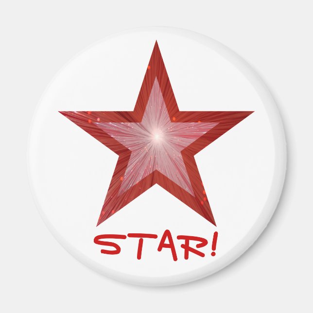 Red Star Kühlschrank 'STAR' Magnet rund weiß (Vorne)