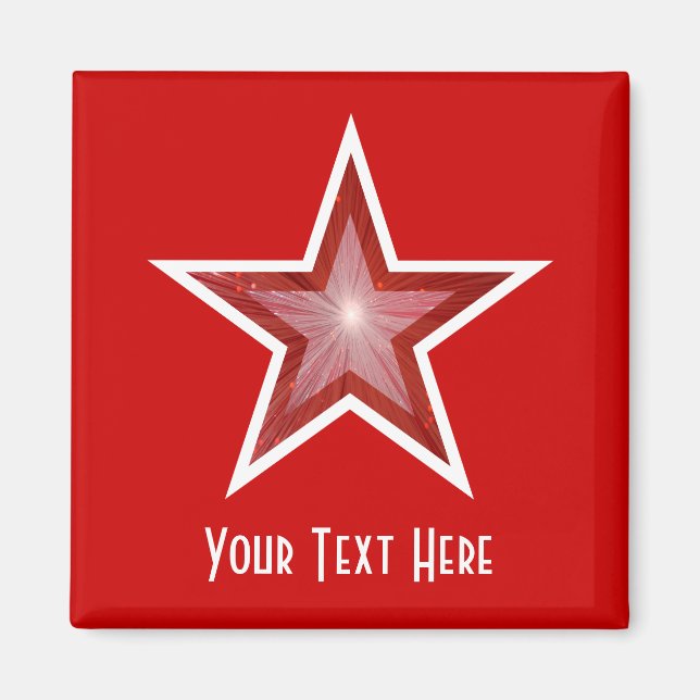 Red Star Kühlschrank 'Your Text' Magnetfeld rot Magnet (Vorne)