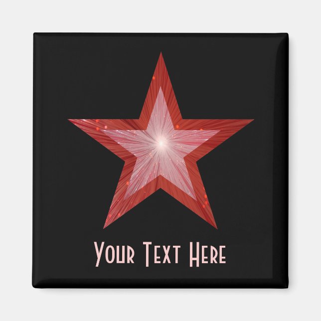 Red Star Kühlschrank 'Your Text' Magnetfeld schwar Magnet (Vorne)