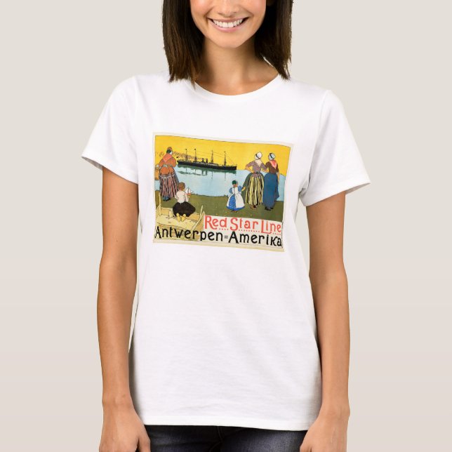 Red Star Line ~ Antwerpen-Amerika T-Shirt (Vorderseite)
