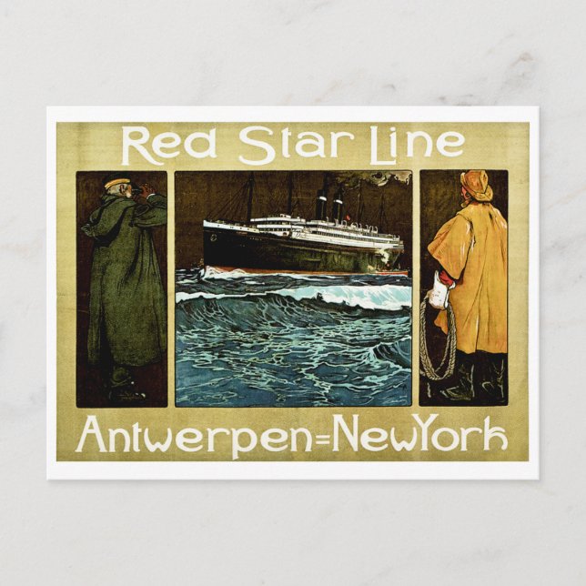Red Star Line Antwerpen nach New York Postkarte (Vorderseite)