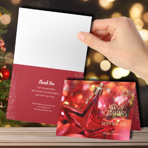 Red Star Ornament Business Vielen Dank geklappt Feiertagskarte