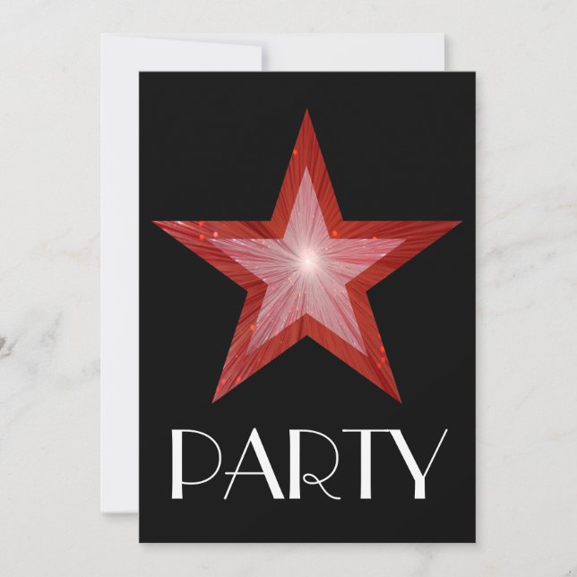 Red Star 'Party' Einladung schwarz (Vorderseite)