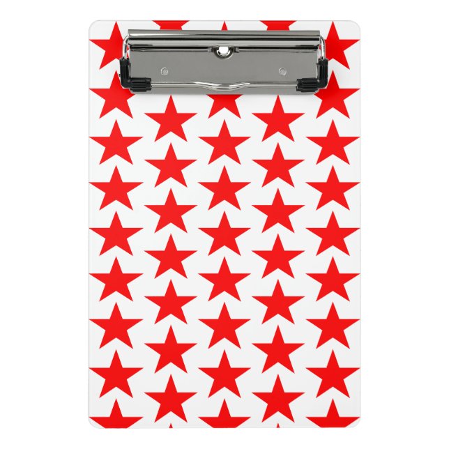 Red Star Pattern Mini Klemmbrett (Vorderseite)